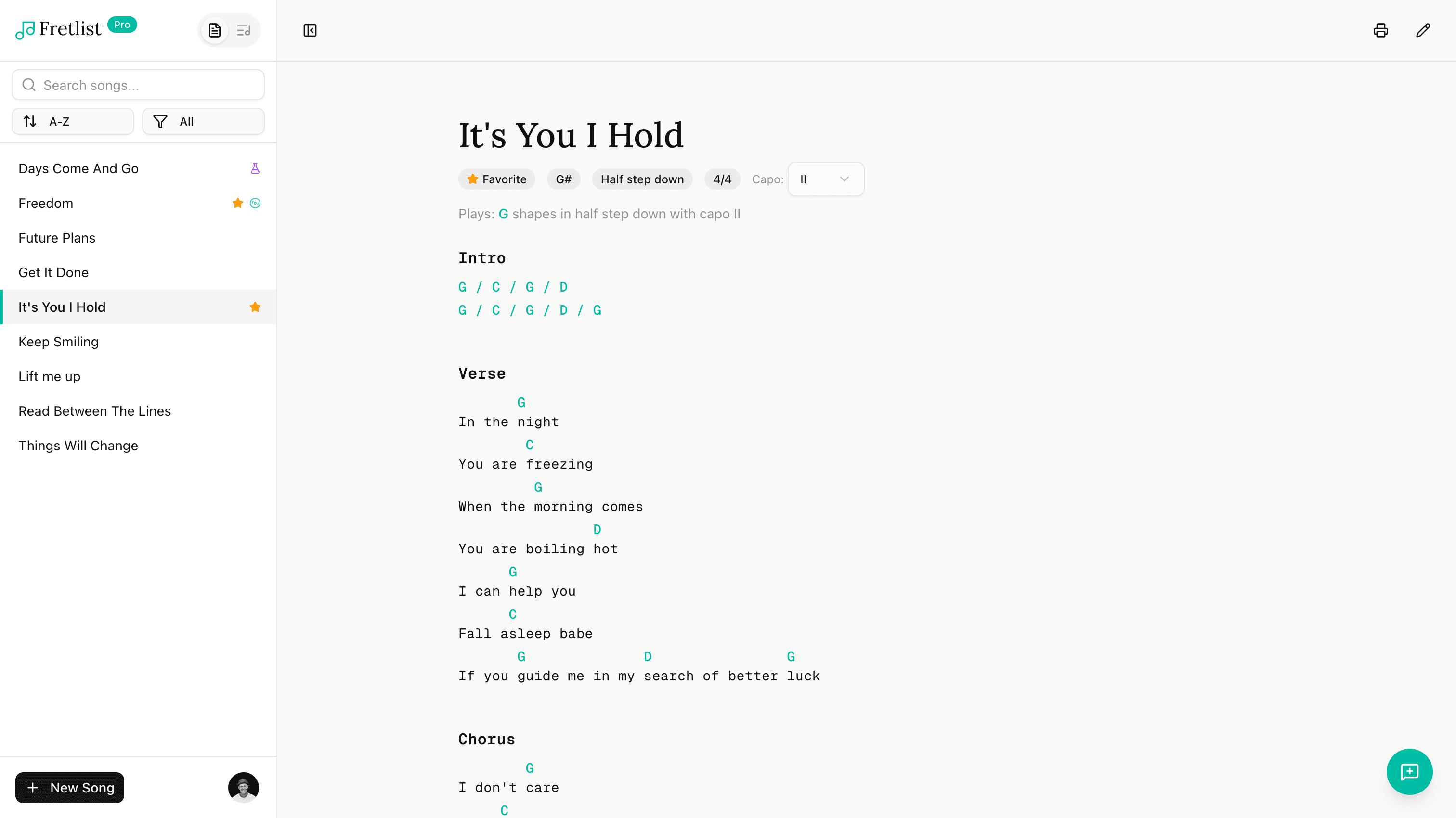View song with chords