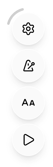The floating control stack: gear, metronome, Aa, and play button, with the resize handle